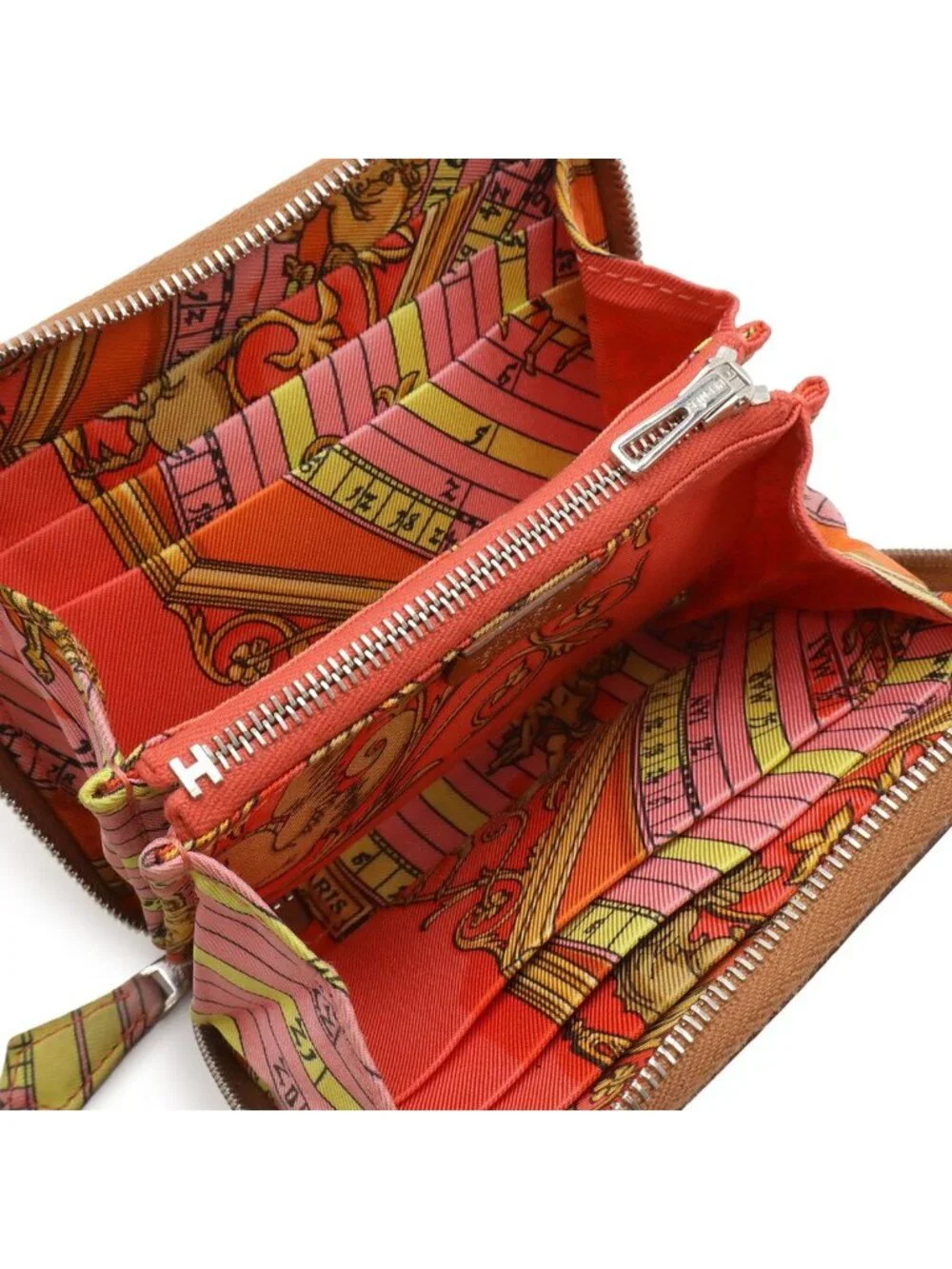 Hermes Azap Silk'in Compact Coin Purse Zip Around Veau Epsom Cognac